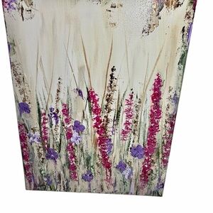 Original Artwork Acrylic’s On Canvas Wid Flowers Pink and Purple Accents 16 x 20